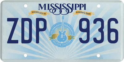 MS license plate ZDP936