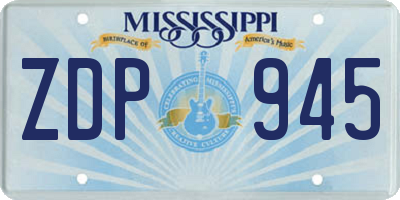 MS license plate ZDP945