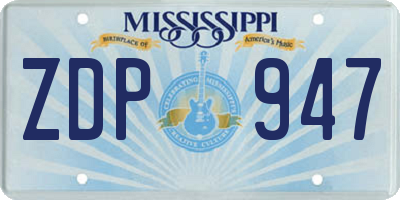 MS license plate ZDP947