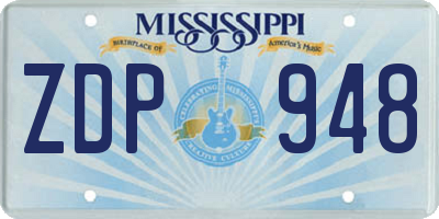 MS license plate ZDP948
