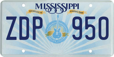 MS license plate ZDP950