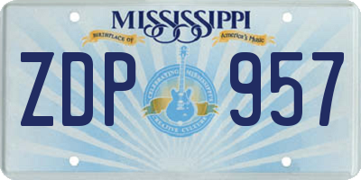 MS license plate ZDP957