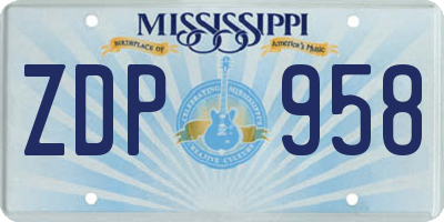MS license plate ZDP958