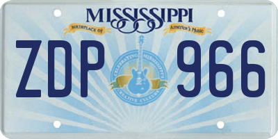 MS license plate ZDP966