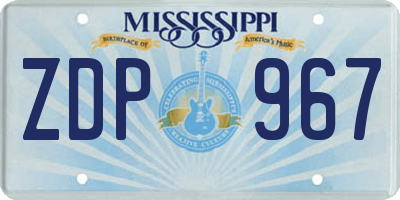 MS license plate ZDP967