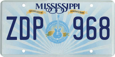 MS license plate ZDP968