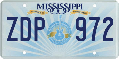 MS license plate ZDP972