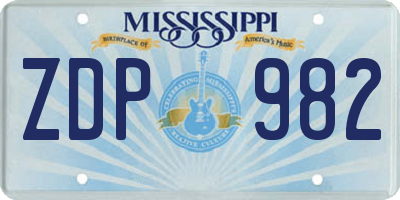 MS license plate ZDP982