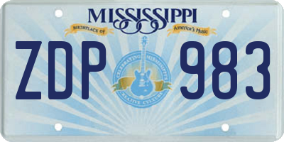 MS license plate ZDP983
