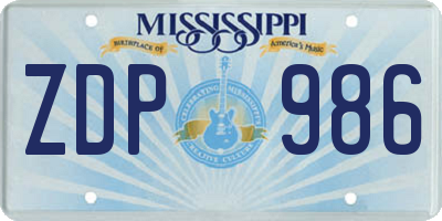 MS license plate ZDP986