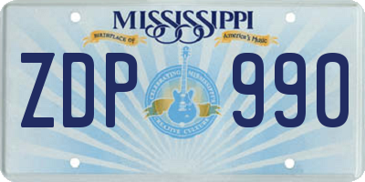 MS license plate ZDP990