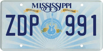MS license plate ZDP991