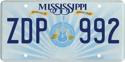MS license plate ZDP992