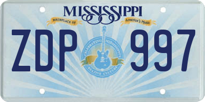MS license plate ZDP997