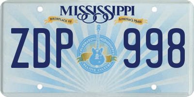 MS license plate ZDP998