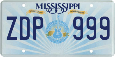 MS license plate ZDP999