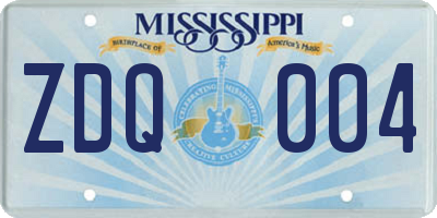 MS license plate ZDQ004
