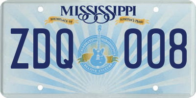 MS license plate ZDQ008
