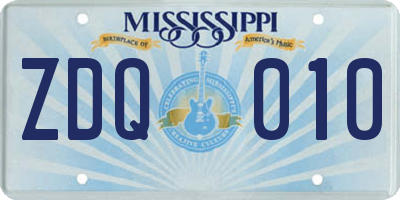 MS license plate ZDQ010
