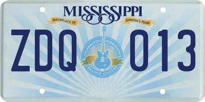 MS license plate ZDQ013
