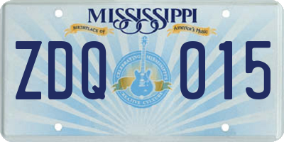MS license plate ZDQ015