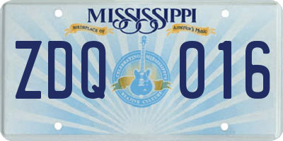 MS license plate ZDQ016