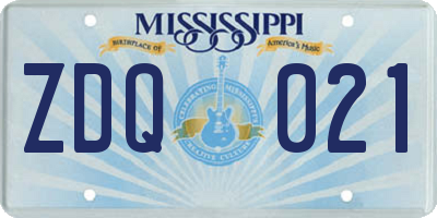 MS license plate ZDQ021