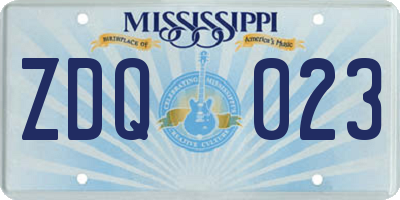 MS license plate ZDQ023