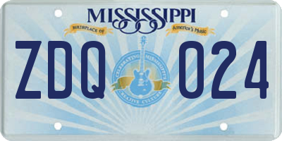 MS license plate ZDQ024