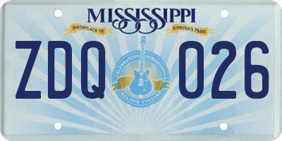 MS license plate ZDQ026