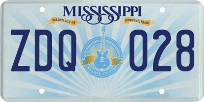 MS license plate ZDQ028