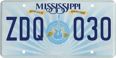 MS license plate ZDQ030