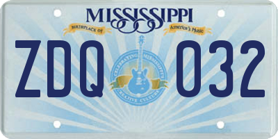 MS license plate ZDQ032