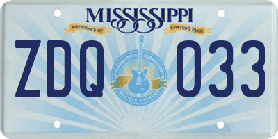 MS license plate ZDQ033