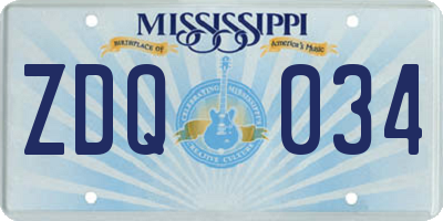 MS license plate ZDQ034