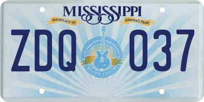 MS license plate ZDQ037