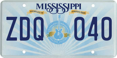 MS license plate ZDQ040