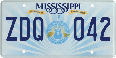 MS license plate ZDQ042