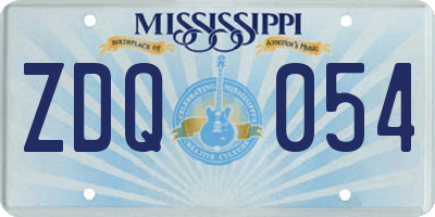 MS license plate ZDQ054