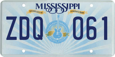 MS license plate ZDQ061