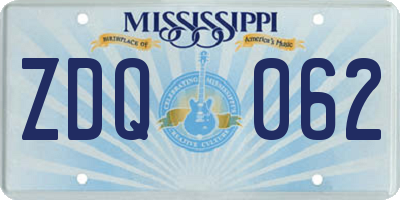 MS license plate ZDQ062