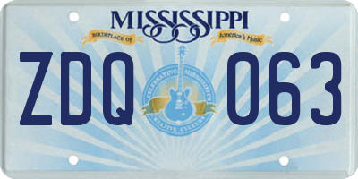 MS license plate ZDQ063