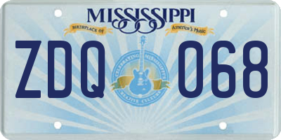 MS license plate ZDQ068