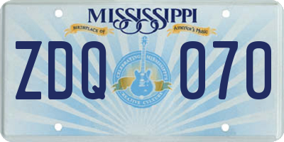 MS license plate ZDQ070