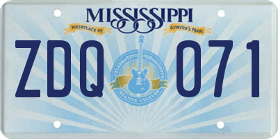 MS license plate ZDQ071