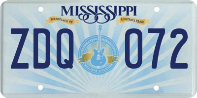 MS license plate ZDQ072