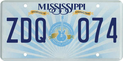 MS license plate ZDQ074