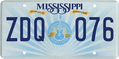 MS license plate ZDQ076
