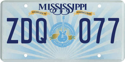 MS license plate ZDQ077