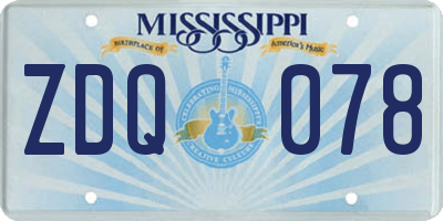 MS license plate ZDQ078